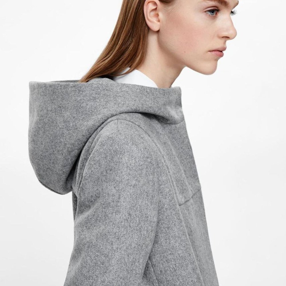 COS Collection of Style  Gray Wool Hooded Pea Coat Size  US 4